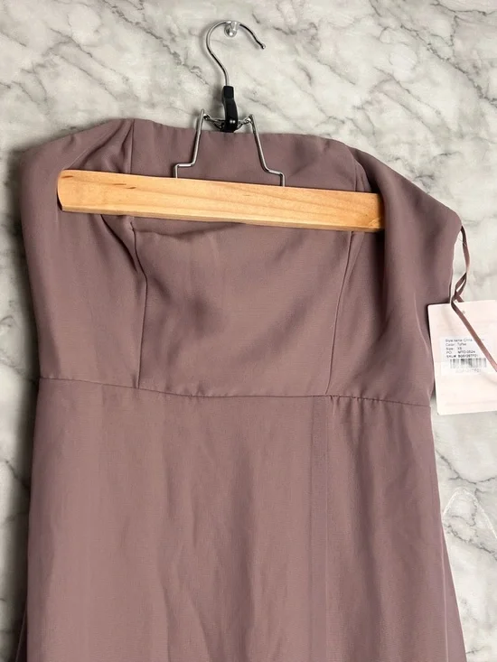 Birdy Grey Toffee NWT XS Chris Chiffon Wedding Guest Formal Dress STRAPLESS - Picture 6 of 11